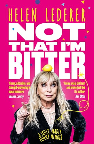 Book cover: pink background, author portrait, lemon on head, bold title.