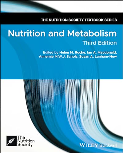 Textbook cover for Nutrition and Metabolism, Third Edition, featuring blue abstract graphic elements.