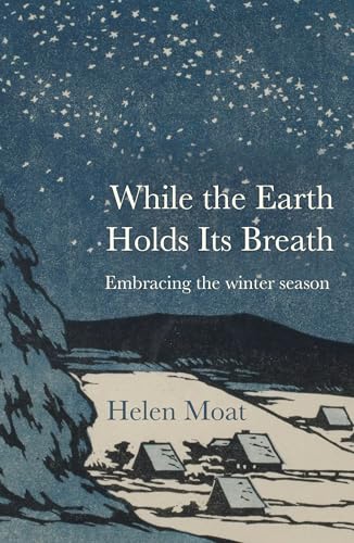 Book cover showing a snowy landscape with small houses under a starry night sky.