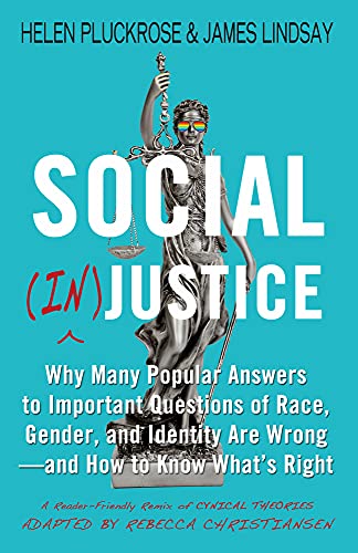 Book cover featuring a statue of Lady Justice wearing rainbow-colored sunglasses on blue background.