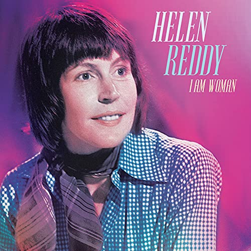 Helen Reddy album cover, portrait of singer with pink and blue background.