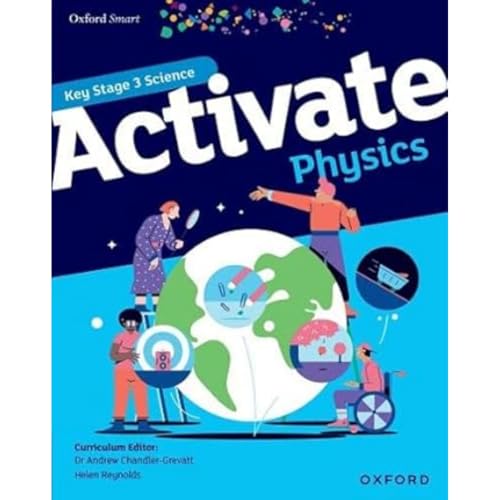 Physics textbook cover with illustrations of students and a world globe.