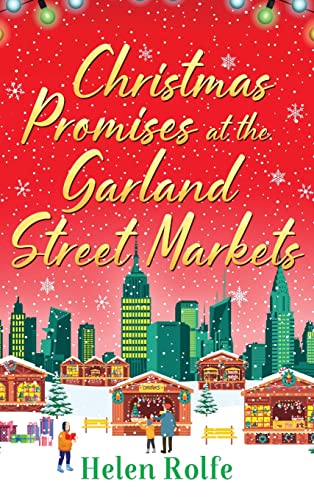 Book cover: red festive title with a snowy city market scene.