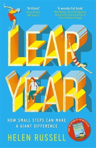 Book cover with large, stacked letters and illustrated people climbing stairs.