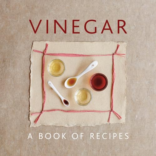 Book cover with "Vinegar" title, small glasses of liquid, and spoons.