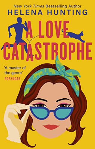 Book cover with illustrated woman in sunglasses, cat, and running man.