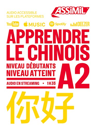 Red and white cover for "Apprendre Le Chinois Niveau A2" language course.