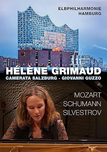Hélène Grimaud DVD cover featuring the Elbphilharmonie Hamburg concert hall.
