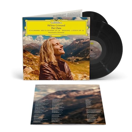 Vinyl record of Hélène Grimaud’s “For Clara” with album cover featuring a woman.