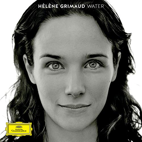 Black and white portrait of Hélène Grimaud, album cover for "Water".
