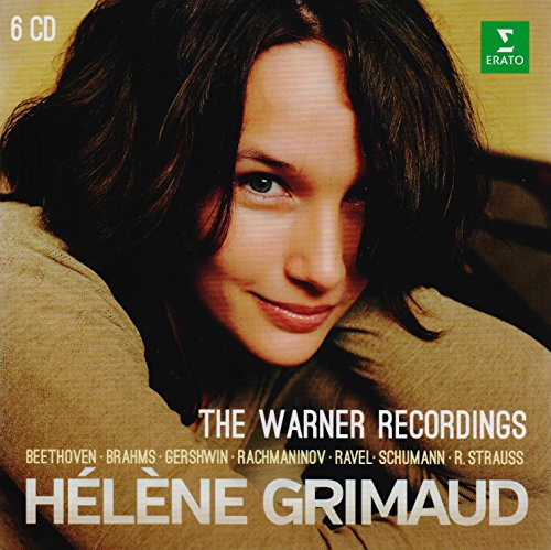 Six CD set featuring pianist Hélène Grimaud, portrait view.