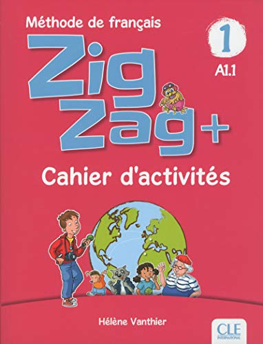 French textbook cover, “Zigzag+ 1”, with children and a globe illustration.