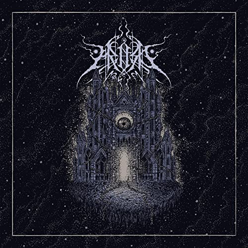Dark album cover with a detailed gothic castle and band logo.