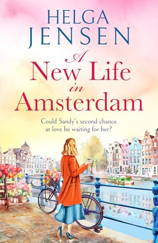 Book cover depicting a woman with a bicycle by an Amsterdam canal.