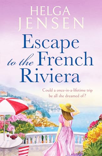 Book cover showing a woman in a pink dress overlooking the French Riviera coast.