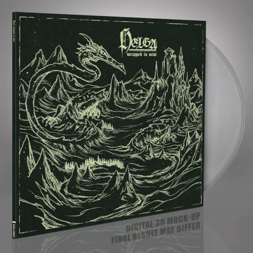 Black vinyl record cover with a detailed dragon and mountain landscape.