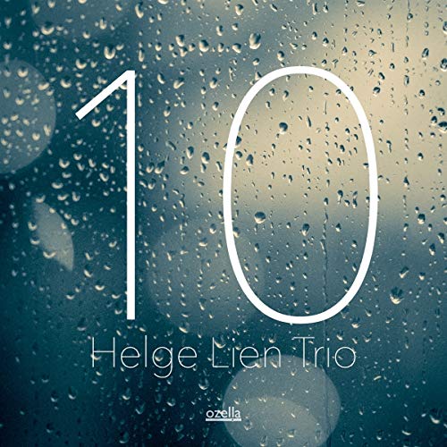 "CD cover with '10' and 'Helge Lien Trio' text on a rainy window background."