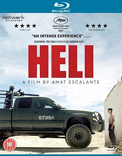 Blu-ray cover for the film "HELI" featuring a truck and desert landscape.