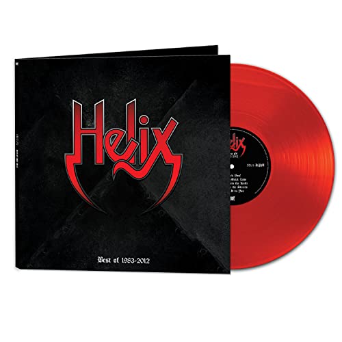 Helix “Best Of 1983-2012” red vinyl record with black album cover.