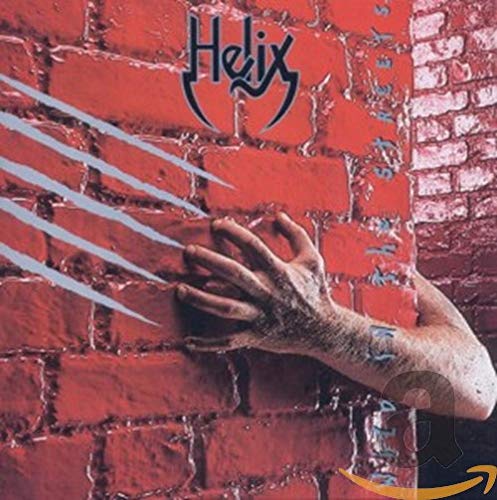 Helix album cover: red brick wall with claw marks and a hand.