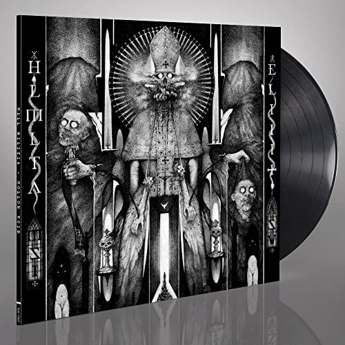 Black vinyl record with dark, gothic cover art of figures and symbols.