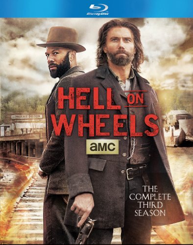 “Hell on Wheels” Blu-ray cover featuring two bearded men and a train.