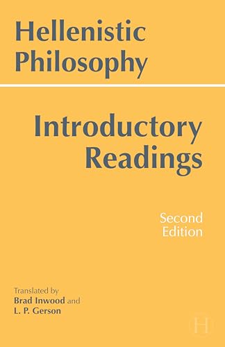 Book cover: "Hellenistic Philosophy Introductory Readings," second edition, gold background.