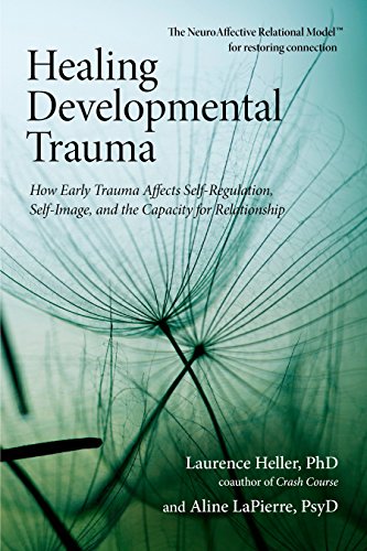 Book cover for Healing Developmental Trauma with a teal background featuring dandelion seed heads.