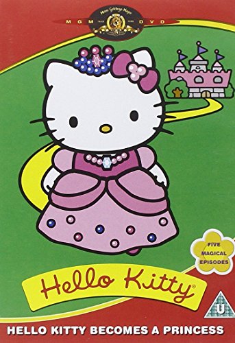 Hello Kitty dressed as a princess on a green DVD cover.