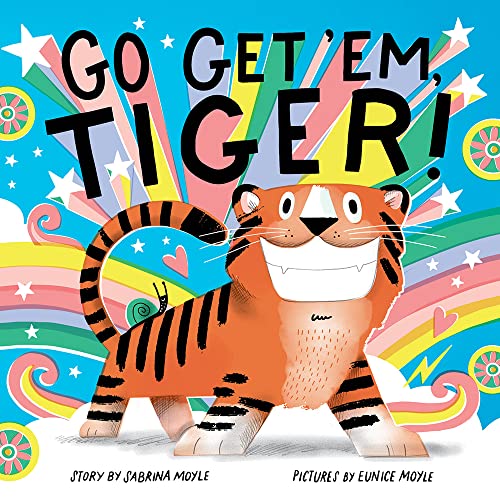Orange tiger with glasses smiles against a colorful, star-filled background.