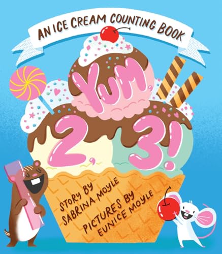 Colorful ice cream cone with numbers, a bear, and a mouse.