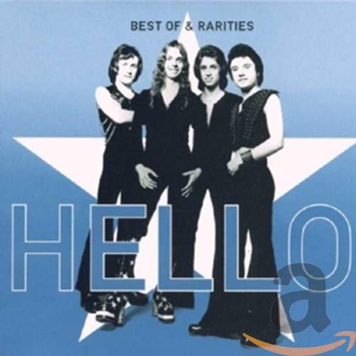 "CD cover featuring a band in black outfits against a blue and white star."