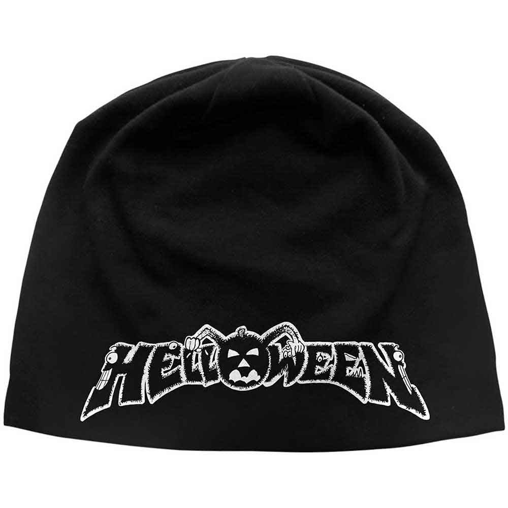 Black beanie hat featuring a graphic print of the Helloween Dr. Stein character.