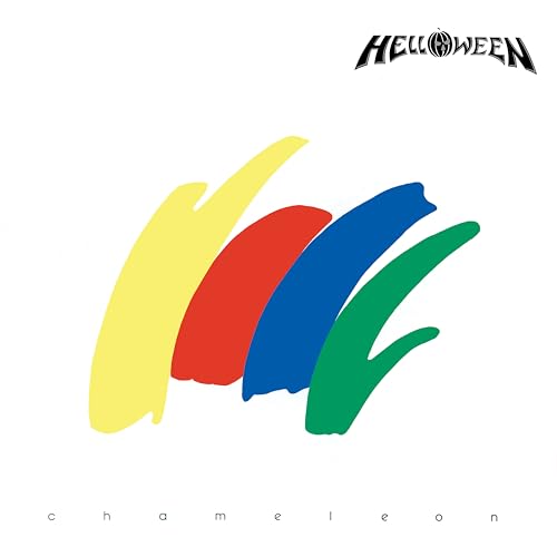 Helloween’s “Chameleon” CD cover: colorful brushstrokes on a white background.