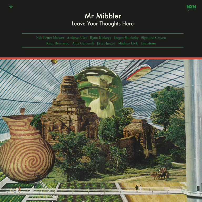 Vinyl album cover featuring surrealist landscape with architectural elements.