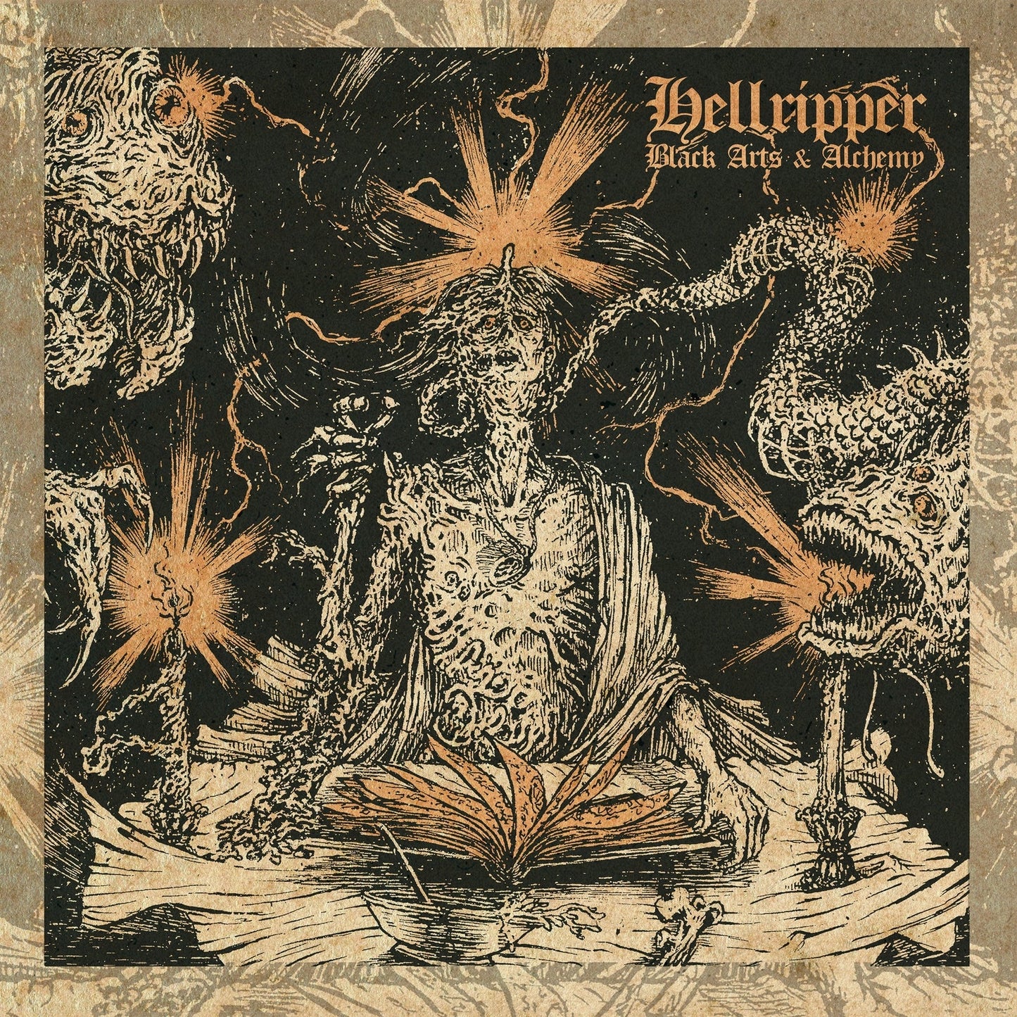 Album art depicting a skeletal figure reading a book surrounded by monstrous creatures.