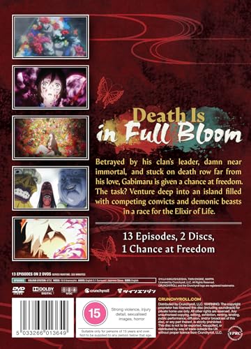 Back cover of Hell's Paradise Season 1 DVD featuring episode stills and plot summary.