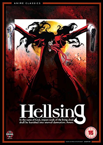 Hellsing DVD cover featuring a man in a long coat holding guns.
