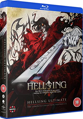 Hellsing Ultimate Blu-ray case featuring Alucard with a sword, volumes 1-10.
