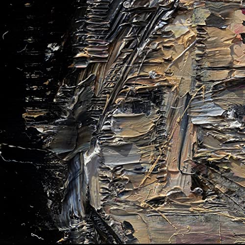 Abstract painting of dark browns and golds, album cover for Helms Alee CD.
