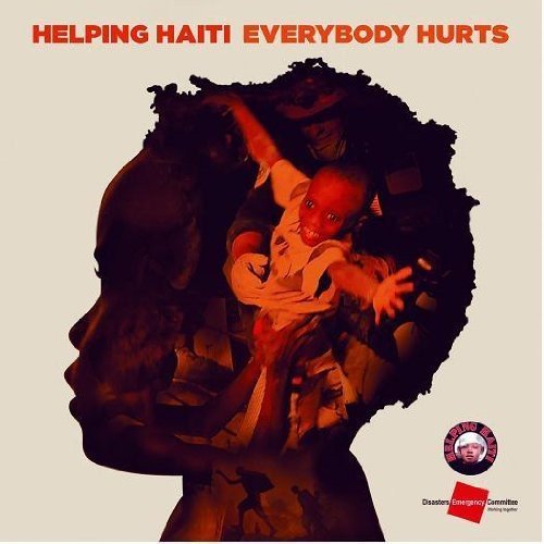 CD cover: Silhouette of a person holding a child, red background.