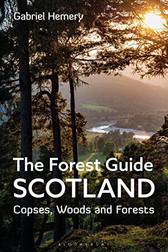 Book cover: Scottish forest landscape with title “The Forest Guide Scotland”.