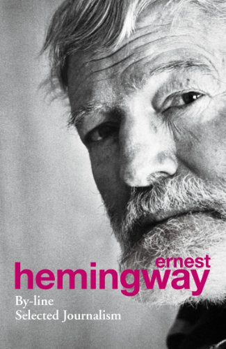 Book cover featuring a close-up portrait of Ernest Hemingway with pink text.