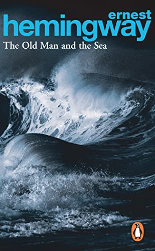 Book cover for “The Old Man and the Sea” with stormy ocean waves.