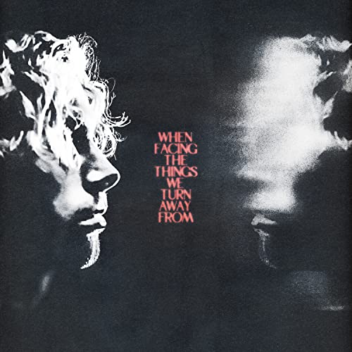 Two high-contrast profiles face each other with album text in the center.