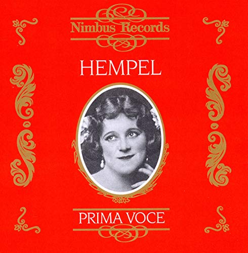 Red CD cover with a portrait of Frieda Hempel and gold flourishes.