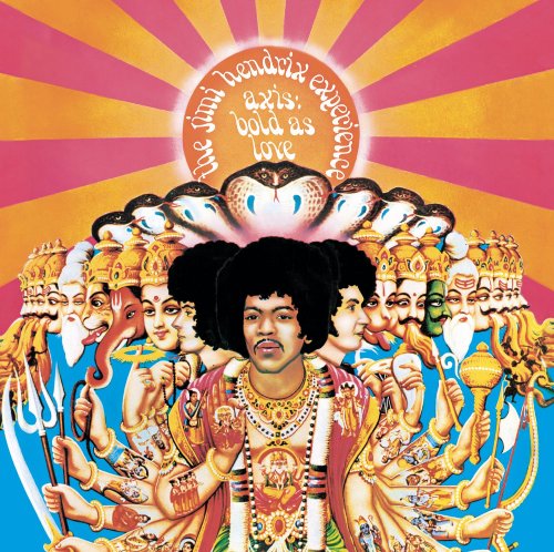 Album cover for Jimi Hendrix’s “Axis: Bold As Love” with colorful imagery.