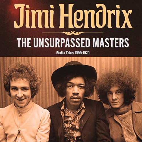 Jimi Hendrix and two musicians in a portrait, album cover.