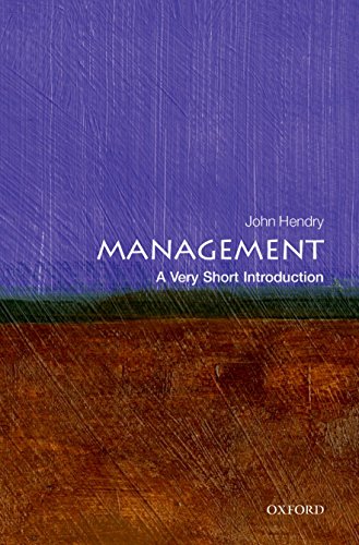 Book cover: "Management: A Very Short Introduction" with purple and brown tones.