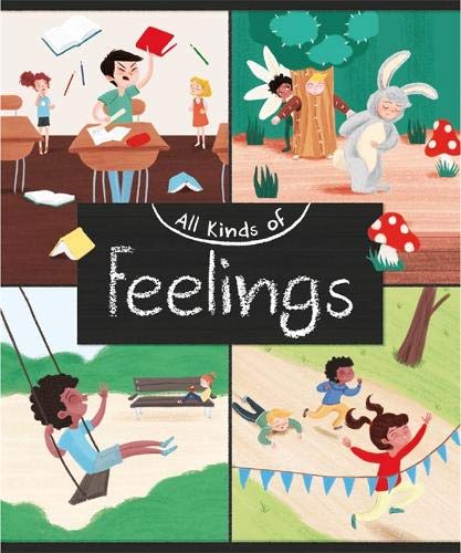 Children experiencing various emotions in a colorful, illustrated book cover.